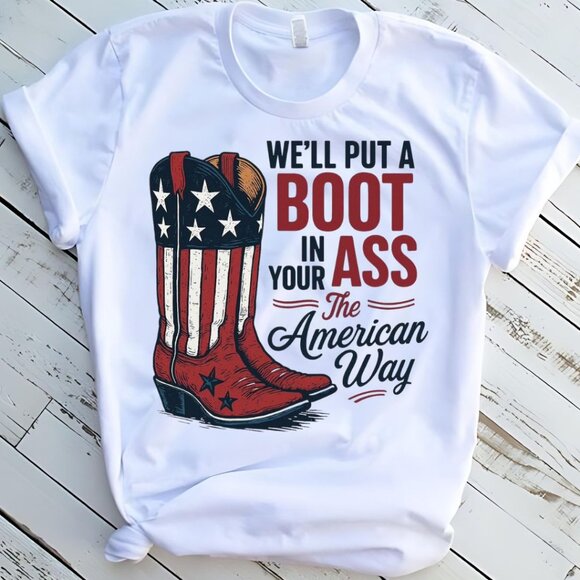 The American Way Western Tee Graphic Short Sleeve T-Shirt - Picture 1 of 2